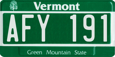 VT license plate AFY191