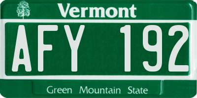 VT license plate AFY192