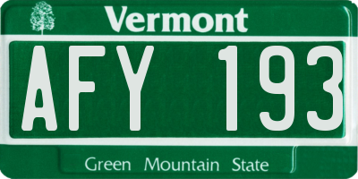 VT license plate AFY193