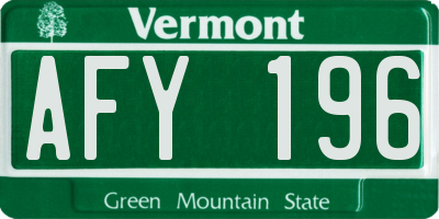 VT license plate AFY196