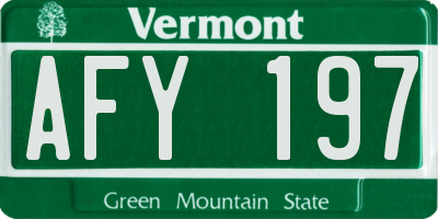 VT license plate AFY197