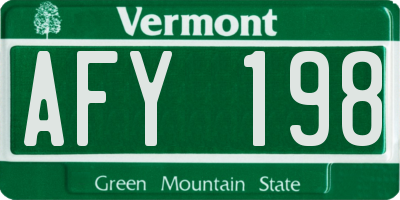 VT license plate AFY198