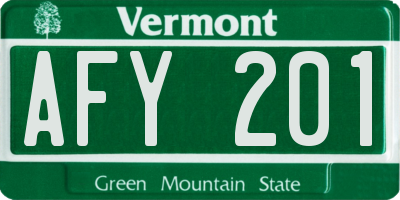 VT license plate AFY201