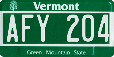 VT license plate AFY204