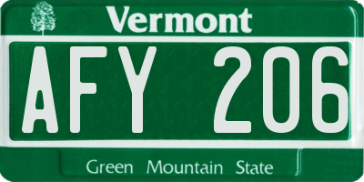 VT license plate AFY206