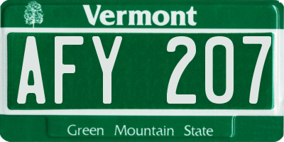 VT license plate AFY207