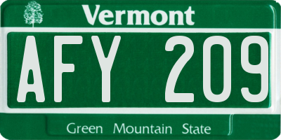 VT license plate AFY209