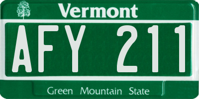 VT license plate AFY211