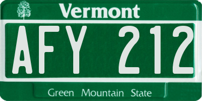 VT license plate AFY212