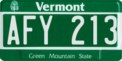 VT license plate AFY213