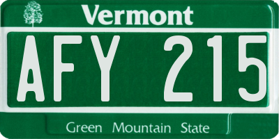 VT license plate AFY215