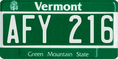 VT license plate AFY216