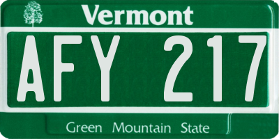 VT license plate AFY217