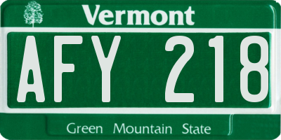 VT license plate AFY218