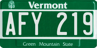 VT license plate AFY219