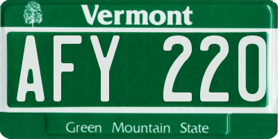 VT license plate AFY220