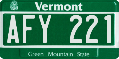 VT license plate AFY221