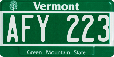 VT license plate AFY223