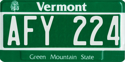 VT license plate AFY224