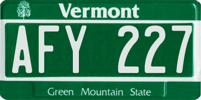 VT license plate AFY227