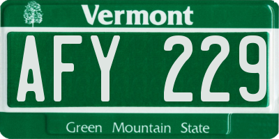 VT license plate AFY229