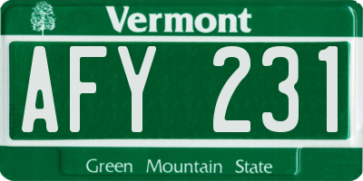 VT license plate AFY231