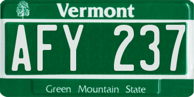 VT license plate AFY237