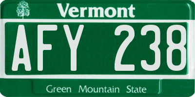 VT license plate AFY238