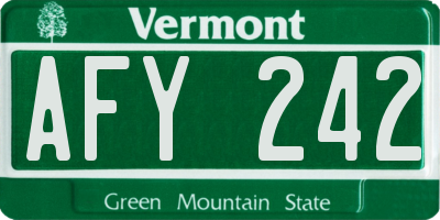 VT license plate AFY242