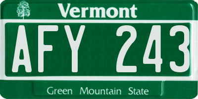 VT license plate AFY243