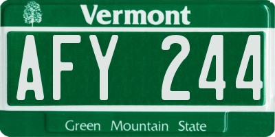 VT license plate AFY244