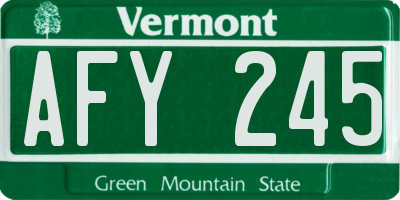 VT license plate AFY245