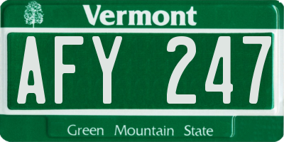 VT license plate AFY247