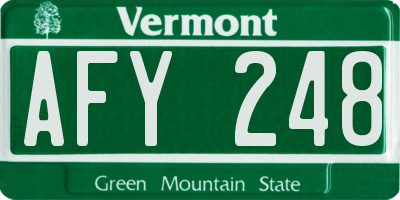 VT license plate AFY248