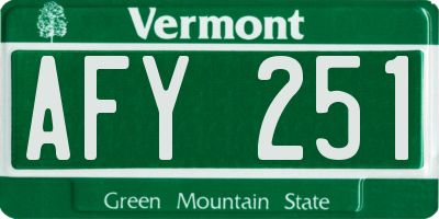 VT license plate AFY251