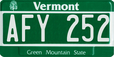 VT license plate AFY252