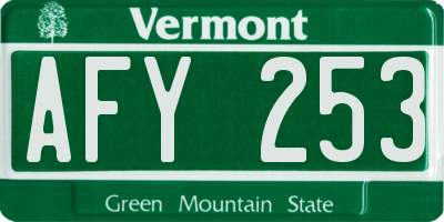 VT license plate AFY253