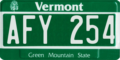 VT license plate AFY254