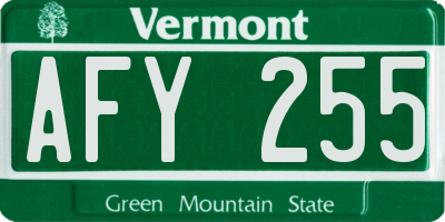 VT license plate AFY255