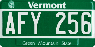 VT license plate AFY256