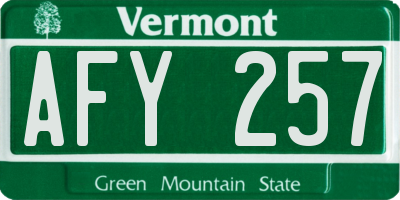 VT license plate AFY257