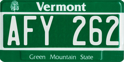 VT license plate AFY262