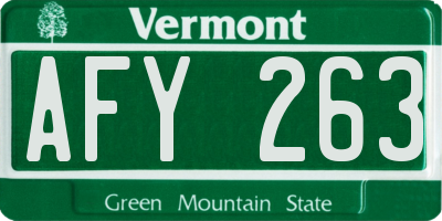 VT license plate AFY263