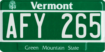 VT license plate AFY265