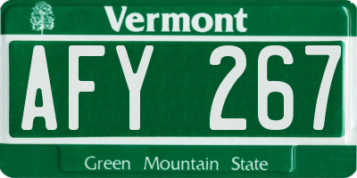 VT license plate AFY267