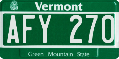 VT license plate AFY270