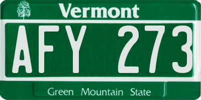 VT license plate AFY273