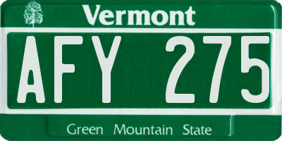 VT license plate AFY275