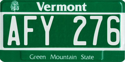 VT license plate AFY276