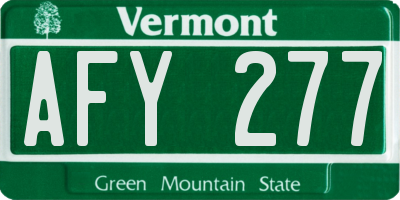 VT license plate AFY277